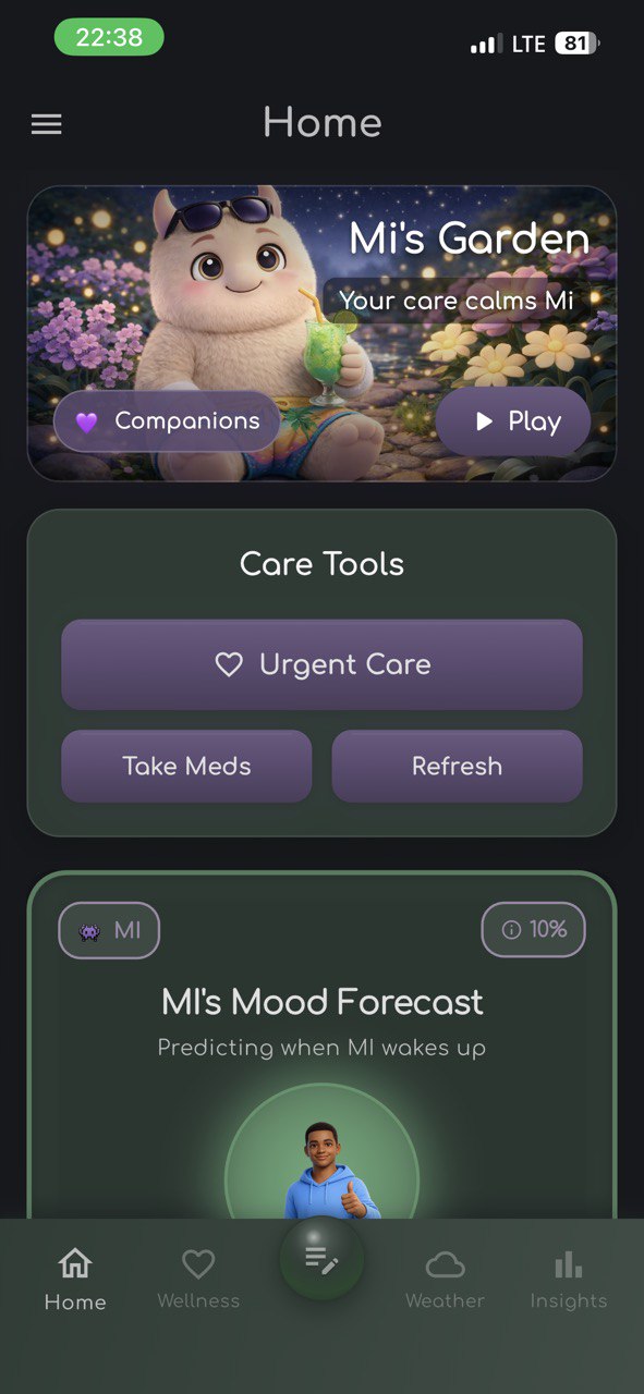 Mi home screen — daily mood tracking