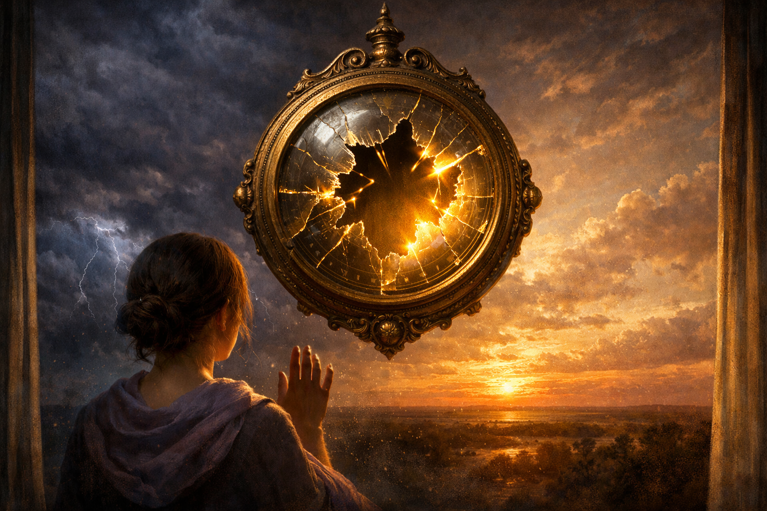 Artistic visualization of a cracking barometer revealing the weather-migraine myth